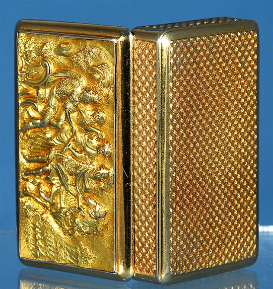 A good George III silver gilt snuff box, Length 80mm Width 55mm Weight 6.4oz/181grm